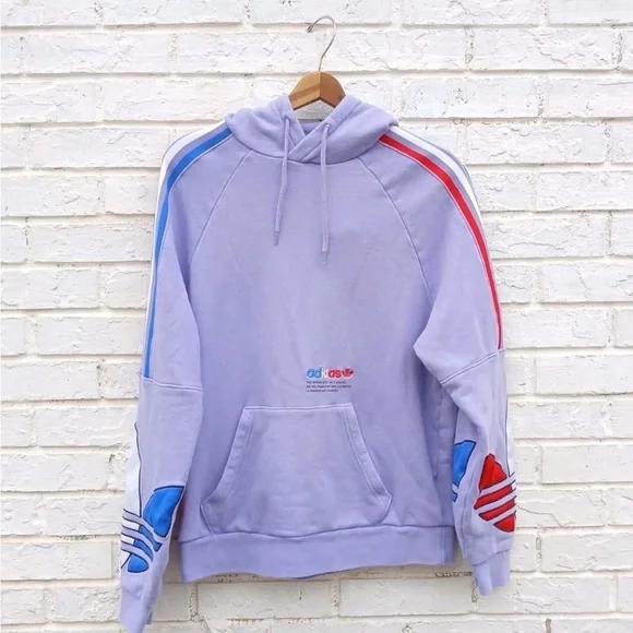 Adidas Tricolor Hoodie Lavender Trefoil Small Pullover - Picture 1 of 13